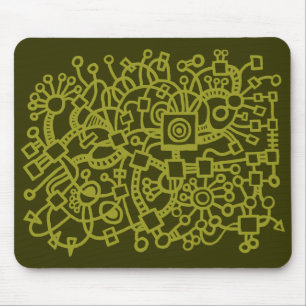 Abstract Structure - Olive on Murky Green Mouse Mat