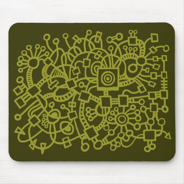 Abstract Structure - Olive on Murky Green Mouse Mat (Front)