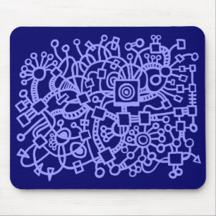 Abstract Structure - Pastel Blue on Deep Navy Mouse Mat