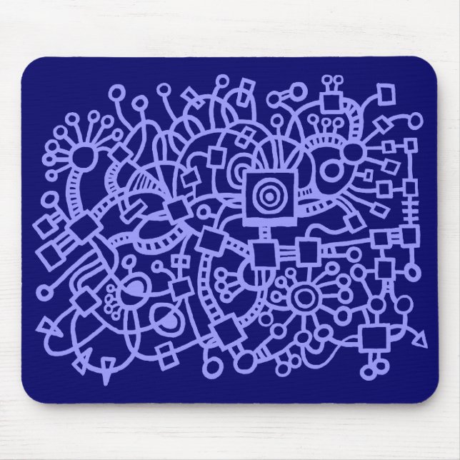 Abstract Structure - Pastel Blue on Deep Navy Mouse Mat (Front)