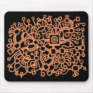 Abstract Structure - Peach on Black Mouse Mat