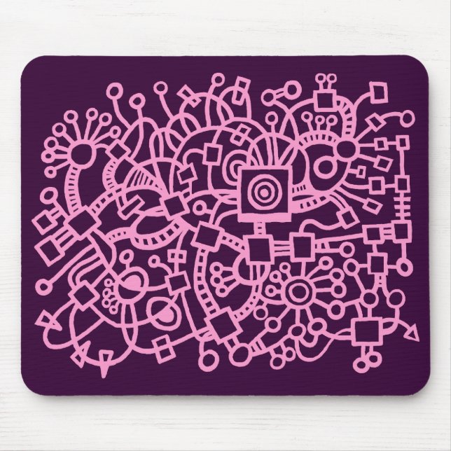 Abstract Structure - Pink on Dark Purple Mouse Mat (Front)