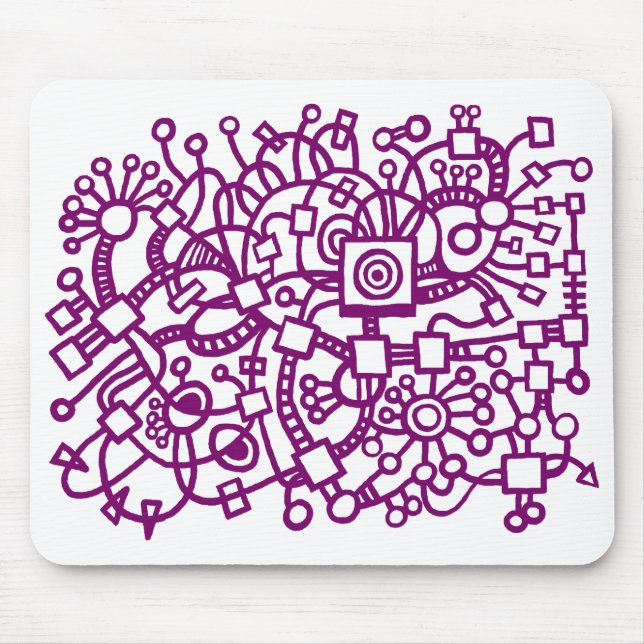 Abstract Structure - Plum on White Mouse Mat (Front)