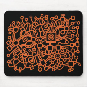 Abstract Structure - Red Brown on Black Mouse Mat