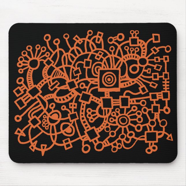 Abstract Structure - Red Brown on Black Mouse Mat (Front)
