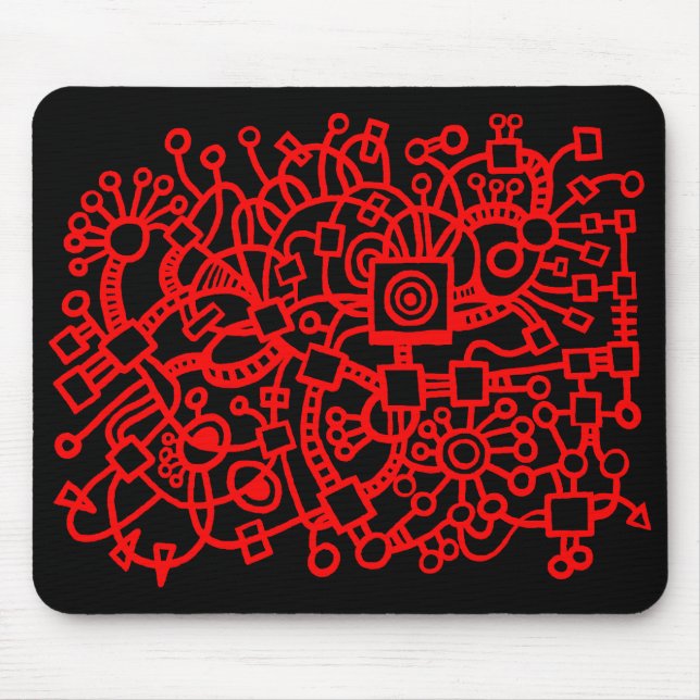 Abstract Structure - Red on Black Mouse Mat (Front)