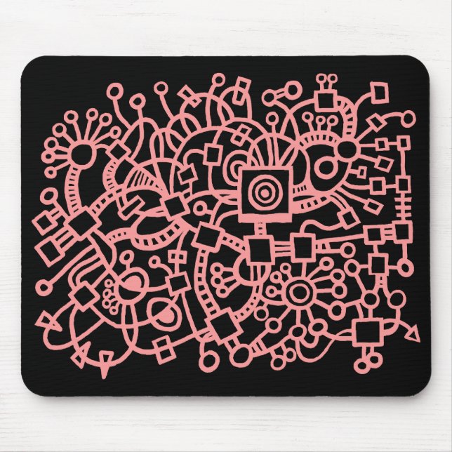 Abstract Structure - Soft Pink on Black Mouse Mat (Front)