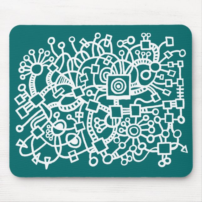 Abstract Structure - White on Moss Green Mouse Mat (Front)