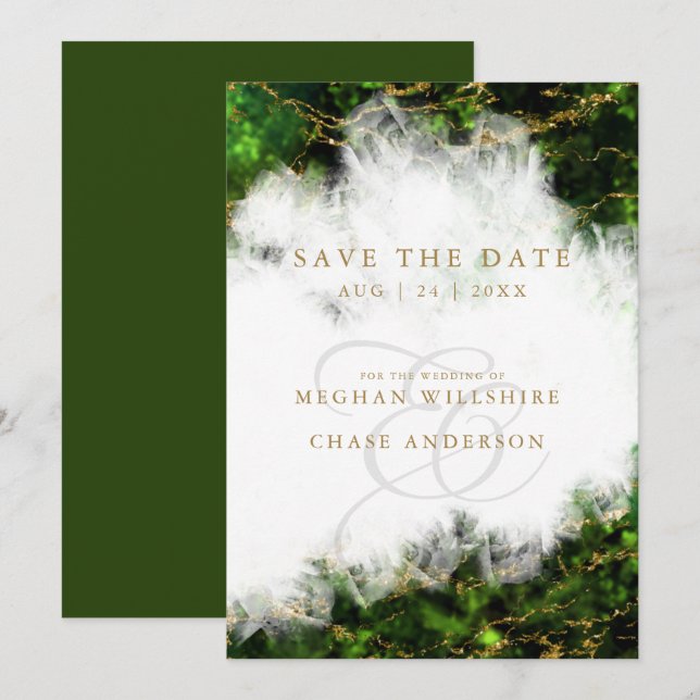 Abstract Stunning Emerald Crystal Agate  Invitation (Front/Back)