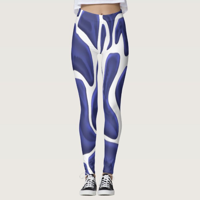 Abstract style with modern art blue leggings (Front)