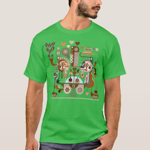Abstract Stylised Coffee Making Process Scheme T-Shirt