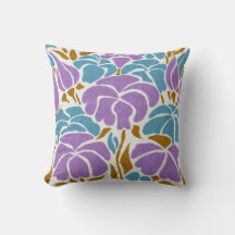 Abstract Stylised Purple Blue Yellow Flowers