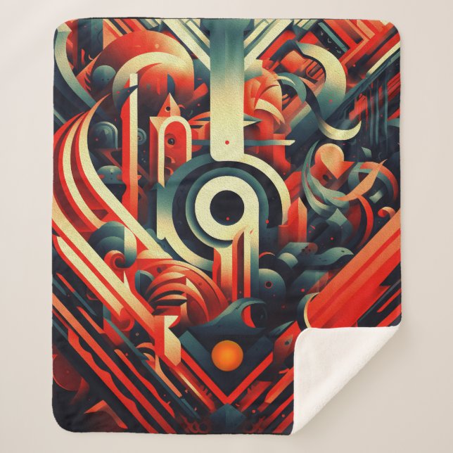Abstract Stylised Shapes Sherpa Blanket (Front)