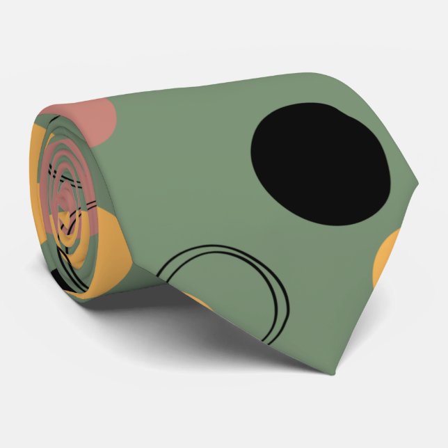 Abstract stylish design green pattern men tie (Rolled)