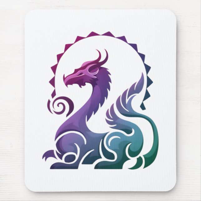 Abstract Stylish Purple Dragon Gradient Logo  Mouse Mat (Front)