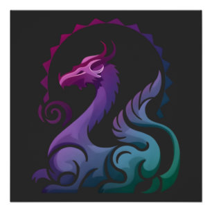 Abstract Stylish Purple Dragon Gradient Logo Poster