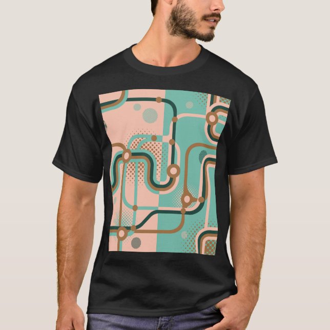 Abstract subway map, dual patterns. T-Shirt (Front)