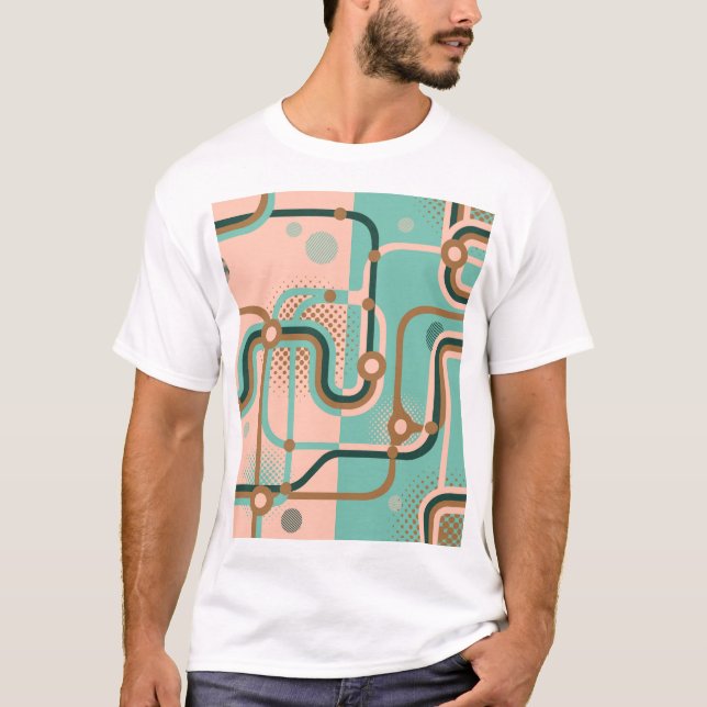 Abstract subway map, dual patterns. T-Shirt (Front)