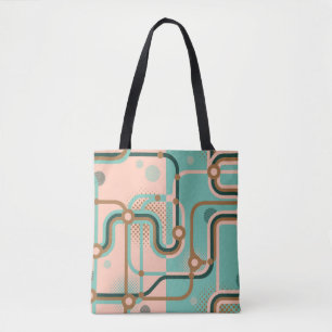 Abstract subway map, dual patterns. tote bag