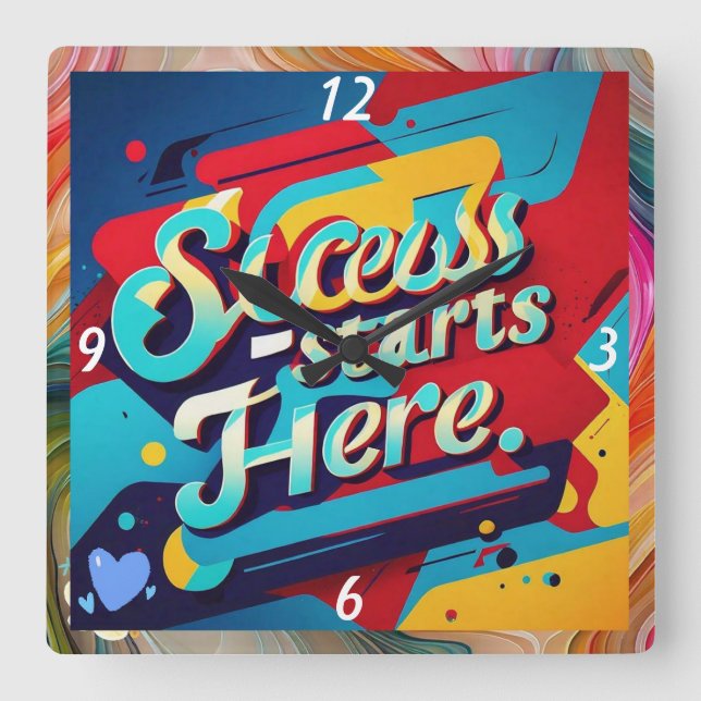 "Abstract Success Visualisation" Square Wall Clock (Front)