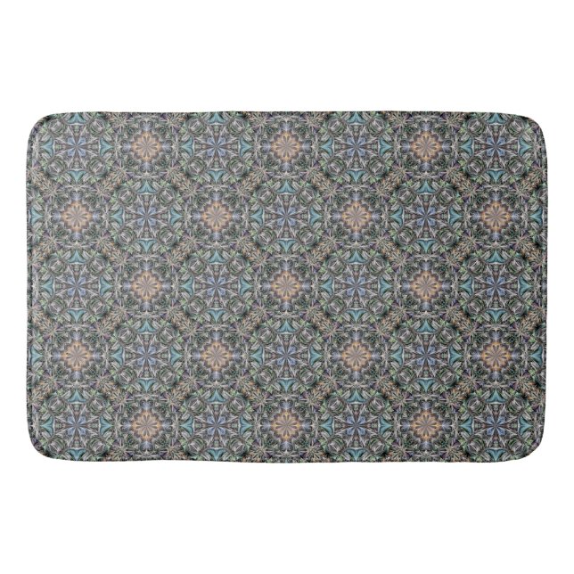Abstract Succulent Garden Rosette Trellis Pattern Bath Mat (Front)