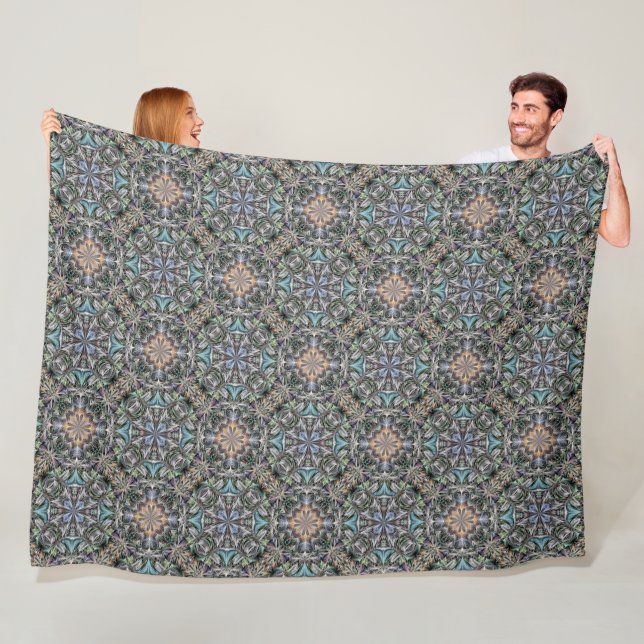 Abstract Succulent Garden Rosette Trellis Pattern Fleece Blanket (In Situ)