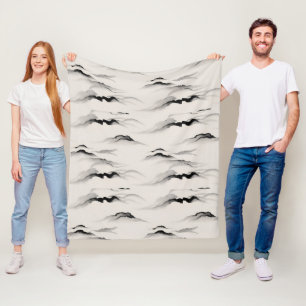 Abstract Sumi Ink Wash Zen Rice Paper Minimalist Fleece Blanket