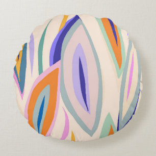 Abstract summer artistic illustration pattern. Cre Round Cushion