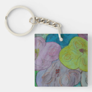 Abstract Summer Floral Acrylic Key Ring