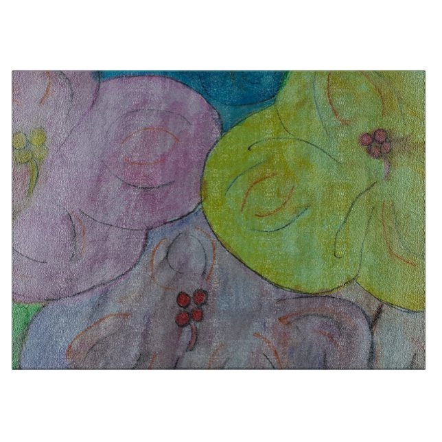 Abstract Summer Floral Cutting Board (Front)