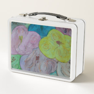 Abstract Summer Floral Metal Lunch Box