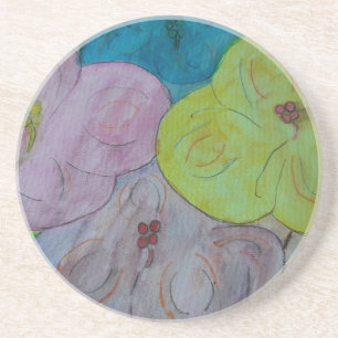 Abstract Summer Floral Sandstone Coaster