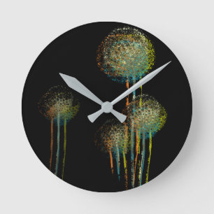 Abstract Summer Flower Trees #2 Round Clock