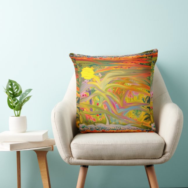Abstract summer forest burst Throw Pillow (Chair)