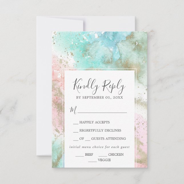 Abstract Summer Menu Choice RSVP Card (Front)