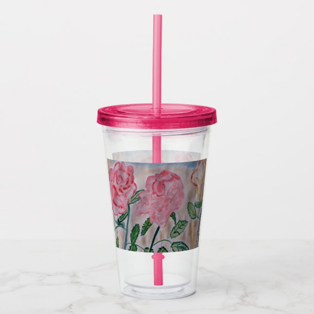 Abstract Summer Roses Acrylic Tumbler (Front)