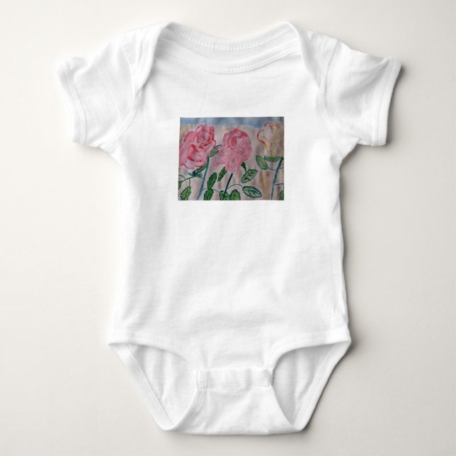 Abstract Summer Roses Baby Bodysuit (Front)