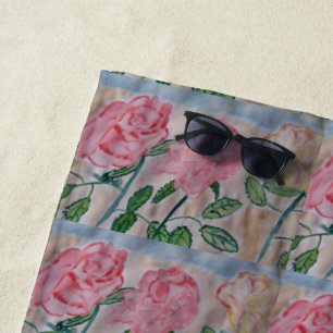 Abstract Summer Roses Beach Towel