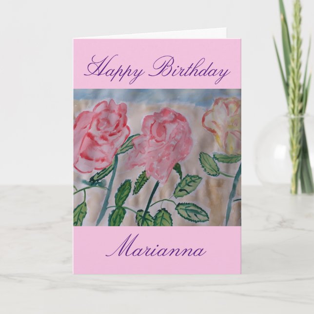 Abstract Summer Roses Birthday Card (Front)