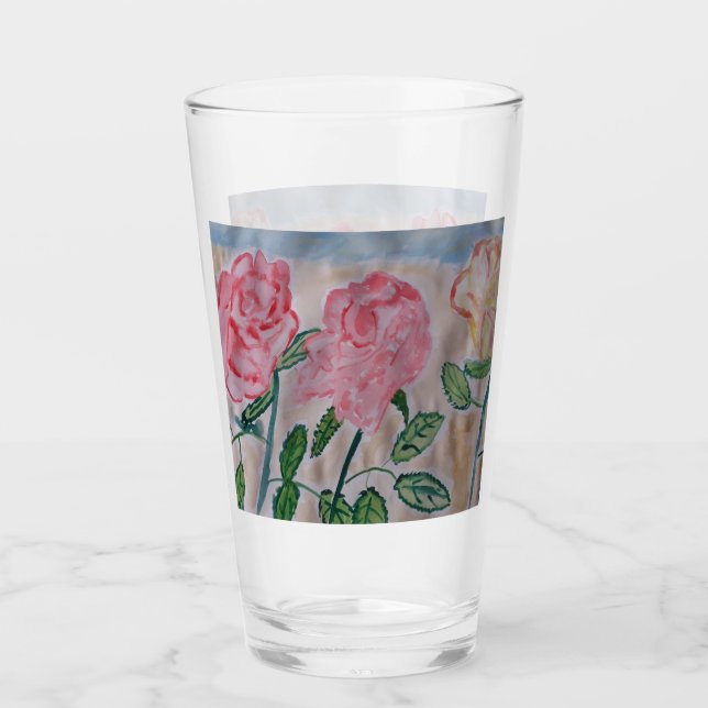 Abstract Summer Roses Glass (Front)