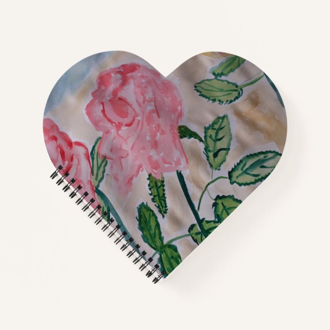 Abstract Summer Roses Heart Notebook (Front)