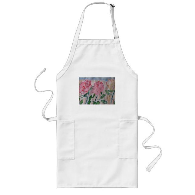 Abstract Summer Roses  Long Apron (Front)