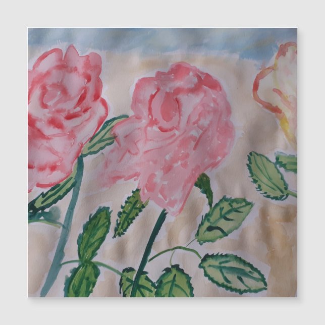 Abstract Summer Roses Magnetic Card (Front)