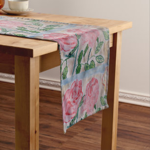 Abstract Summer Roses Medium Table Runner