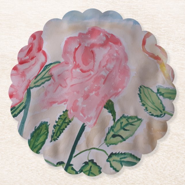 Abstract Summer Roses  Paper Coaster (Front)