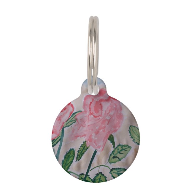 Abstract Summer Roses Pet Tag (Front)