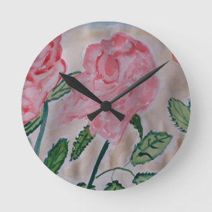 Abstract Summer Roses Round Clock