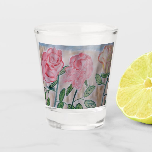 Abstract Summer Roses Shot Glass (Front)