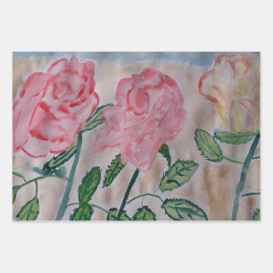 Abstract Summer Roses Wrapping Paper Sheet