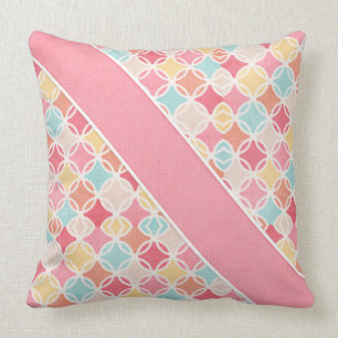 Abstract Summer Shades Coral/Turquoise - Ribbon Cushion